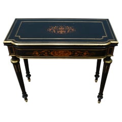Napoleon III Card Table Ebonised Marquetry Games Circa 1880