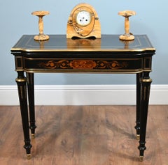 Napoleon III Card Table Ebonised Marquetry Games Circa 1880