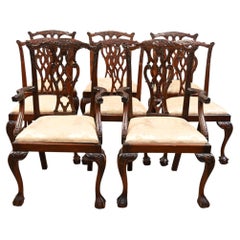 Set 8 Chippendale Dining Chairs Revival Mahogany