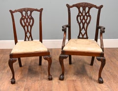 Set 8 Chippendale Dining Chairs Revival Mahogany