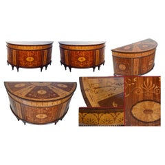Sheraton Side Cabinets Marquetry Inlay Commodes Satinwood