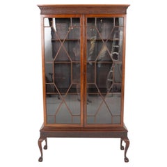 Chippendale Glazed Bookcase Mahogany Cabinet 1910