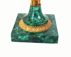 Pair Malachite Urns French Empire Campana Vase Classical