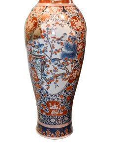Pair Big Chinese Imari Vases Floor Urns Porcelain