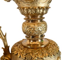 Monumental French Gilt Jugs Ewers 1840 Bacchus Cherub