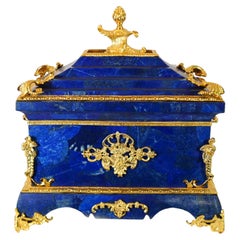 French Lapis Lazuli Casket Gilt Chest Louis XVI