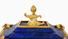 Französische Lapislazuli-Schatulle, vergoldete Truhe im Stil Ludwigs XVI.