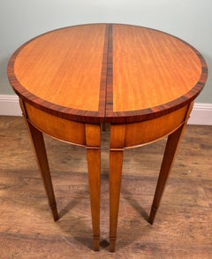 Pair Sheraton Console Tables Satinwood Hall Demi Lune