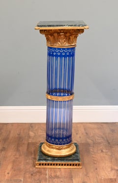 French Glass Pedestal Stand Marble Corinthian Column