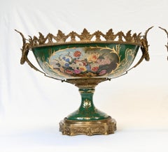 Pair French Sevres Style Porcelain and Gilt Bronze Centrepiece Bowls