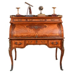 French Roll Top Desk Louis XVI Inlay Bureau