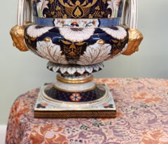 Pair Derby Porcelain Campana Urns Planters Vases Floral