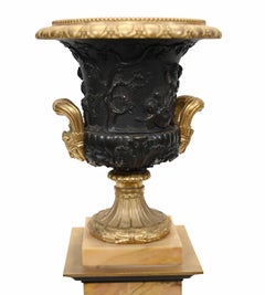 Pair Bronze Urns Cherub Bacchus Italian Grand Tour Campana 1880