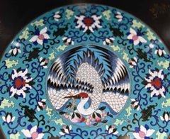 Chinese Lacquer Coffee Table - Cloisonne Porcelain Plaques