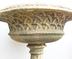 Pair Terracotta Garden Urns Pedestal - Classical Celtic Gothic