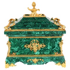 French Malachite Marriage Casket Ormolu Box