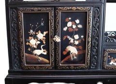 Chinese Qing Ebonised Cabinet Bookcase Mother of Pearl 1900