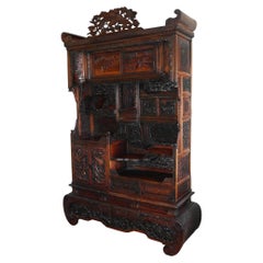 Japanese Carved Display Cabinet Meiji Period Japan 1880