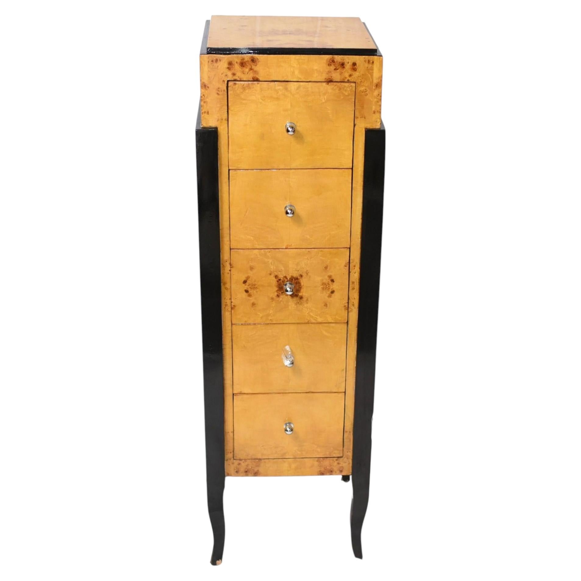 Art Deco Chest Drawers - Ebonized Tall Boy Interiors