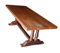 Refectory Dining Table 19th Century Continental Farmhouse Walnut
