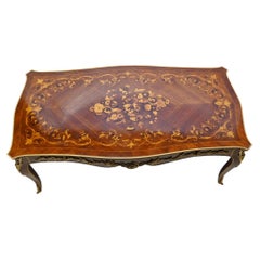 French Coffee Table Louis XV Style Floral Marquetry