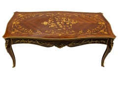 French Coffee Table Louis XV Style Floral Marquetry