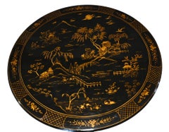 Regency Chinoiserie Centre Table Black Lacquer Dining Revival