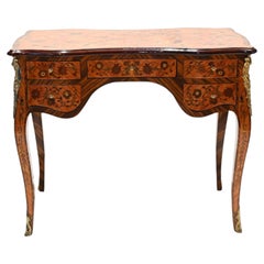 French Writing Desk Marquetry Inlay Louis XV Revival