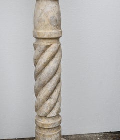 Pair Marble Pedestal Columns Neoclassical Garden Stands
