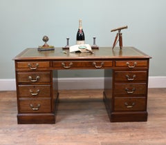 Victorian Pedestal Desk Mahogany 1880 Leather Top