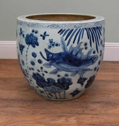 Ming Blue and White Porcelain Planter Chinese Urn Bowl