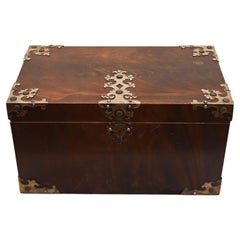 English Walnut Chess Set Box and Board Games Knight Queen Bishop