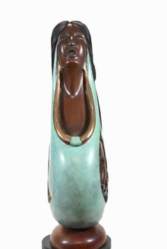 Cloud Eagle Native American Mother Child Bronze Sculpture 1991 Ernest Bo Mirabel