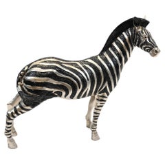 Bronze Zebra Statue French Art Deco Silver