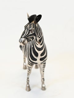 Bronze Zebra Statue French Art Deco Silver