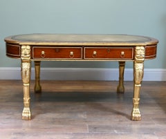 Regency Writing Table Desk Gilt Mahogany Revival 1880