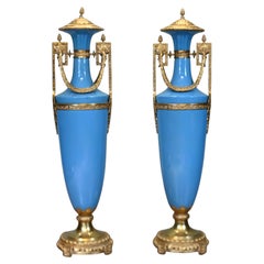 XL French Classical Urns Empire Revival Vase Porcelain Ormolu