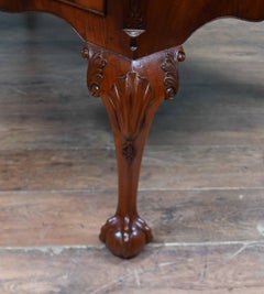 Victorian Chippendale Desk Mahogany Leather Top Writing Table Circa 1890