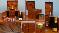 English Leather Hamper Wine Champagne Trunk Box Campaign Furniture