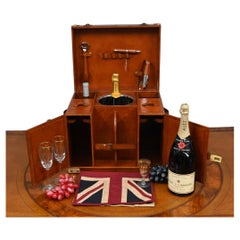 English Leather Hamper Wine Champagne Trunk Box Campaign Furniture