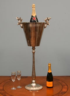Silver Plate Champagne Bucket Standing Wine Cooler Stag