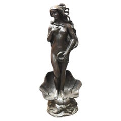 Birth of Venus Fountain Bronze Clam Rococo Nude Female Statue After Botticelli