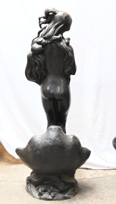 Birth of Venus Fountain Bronze Clam Rococo Nude Female Statue After Botticelli