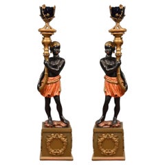 Pair Venetian Blackamoor Statues Italian Figurines