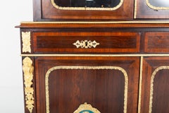 Antique French Bookcase Cabinet Rosewood Sevres Plaques 1860