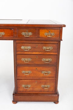 Victorian Pedestal Desk Mahogany 1860 Period Antique