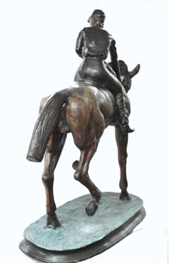 French Bronze Horse Jockey Statue PJ Mene Horses 3.5 foot