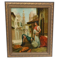 German Oil Painting Arab Casbah Female Portrait Porcelain Plaque KPM