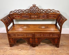 Damascan Inlay Bench Mother of Pearl Syrian Damascus Furniture 1880