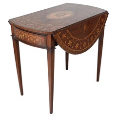 Sheraton Mahogany Pembroke Table Drop Leaf Tables Marquetry Inlay